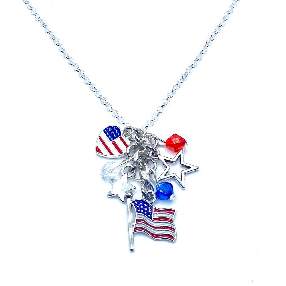 Patriotic Charm Necklace USA America 4th Of July American Flag - Picture 5 of 5